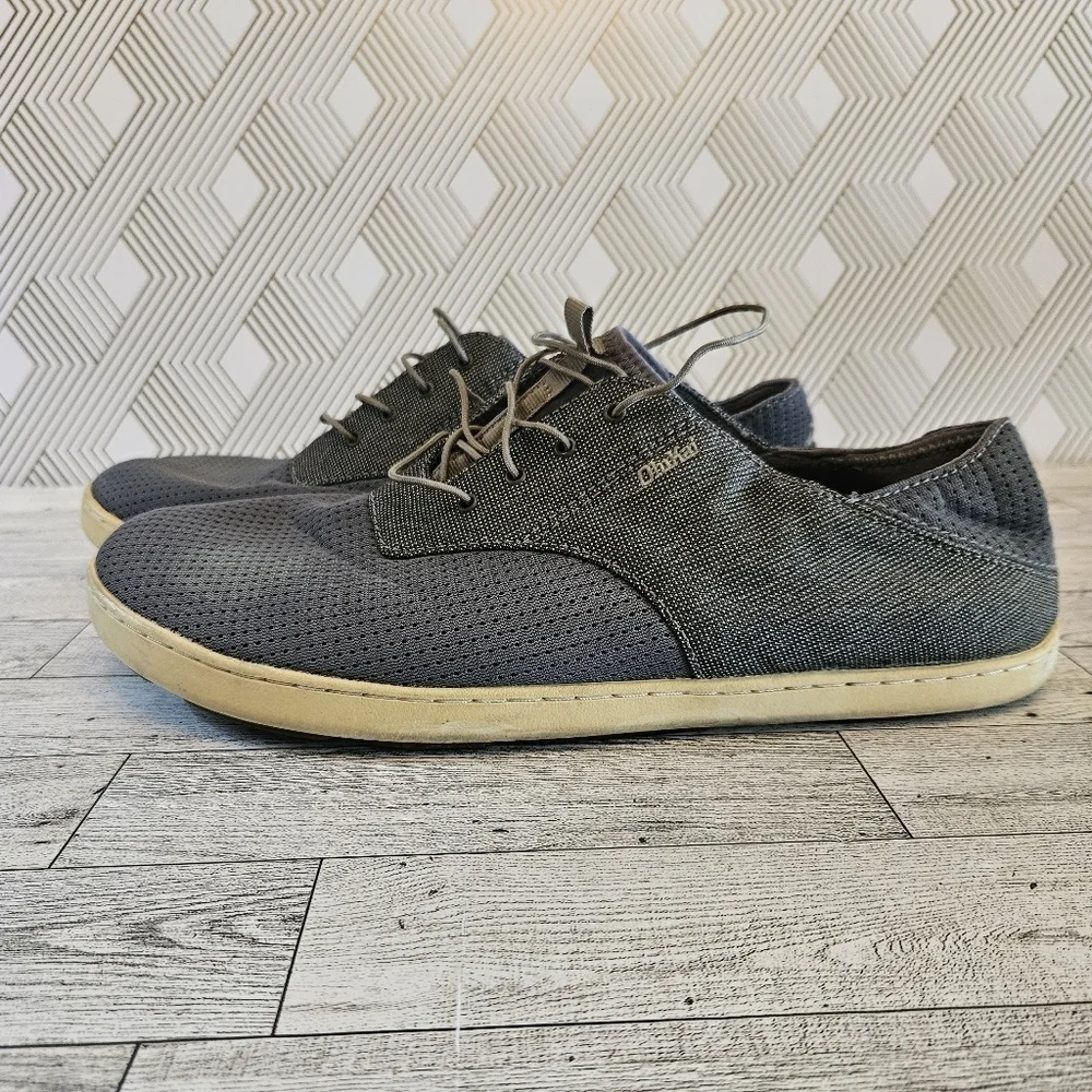 Olukai Nohea Moku Mens Size 12 Charcoal/Clay Textile Slip On Boat Shoes